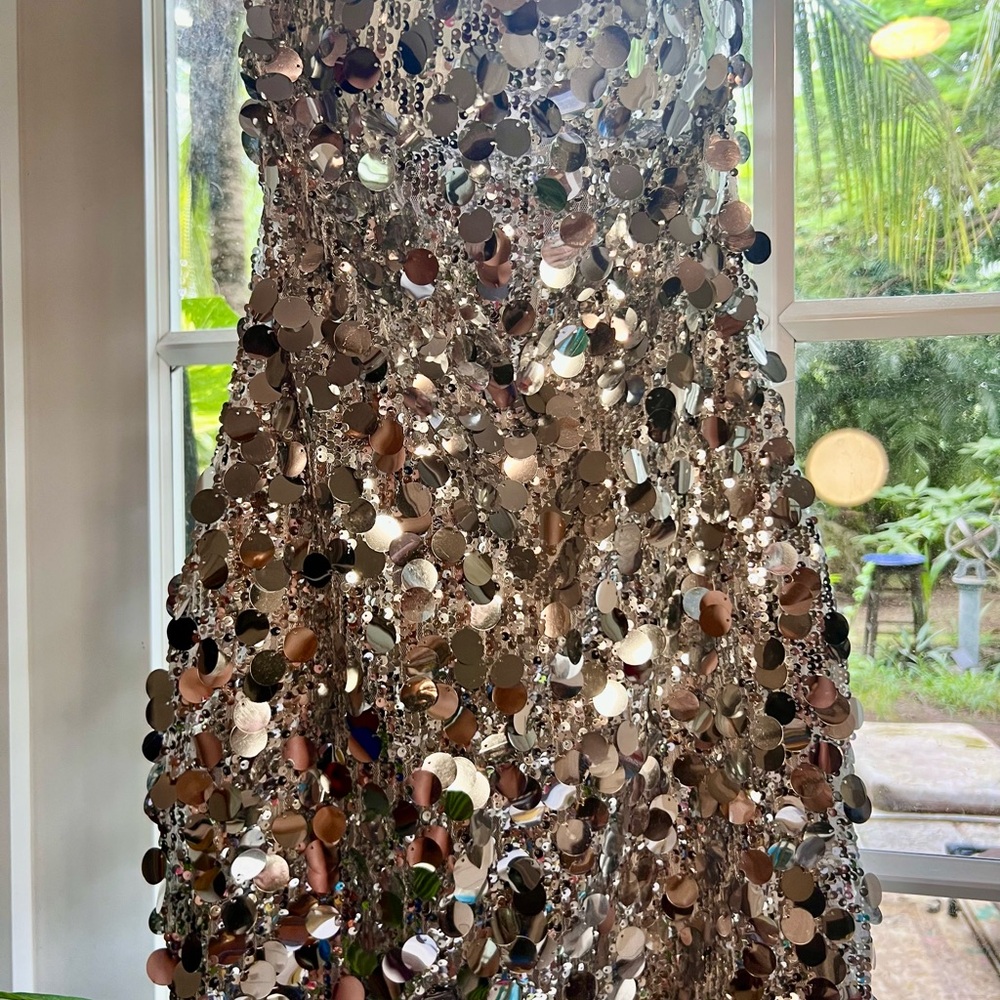 Windsor Silver Sequined Strapless Mini Dress S - image 6